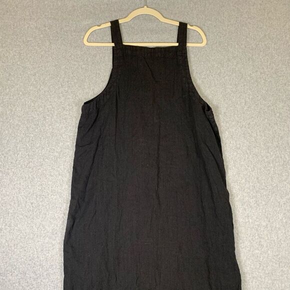 Cut Loose Women’s Size Large Button Down Jumper Midi Dress Black Linen - Picture 6 of 8